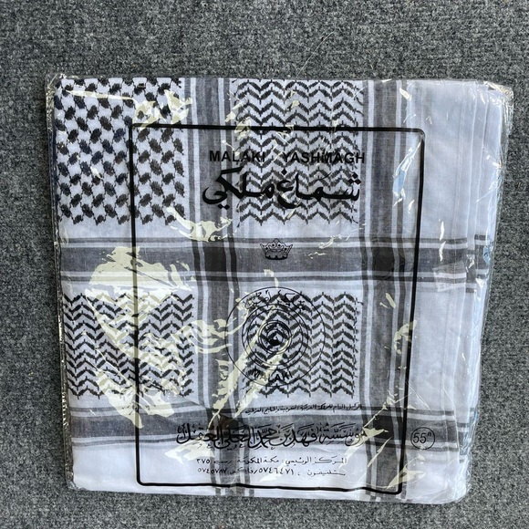 Palestinian style Arafat Scarf Kefiyyeh Shemagh Arab Islamic Wrap Black/white شم - Picture 4 of 4